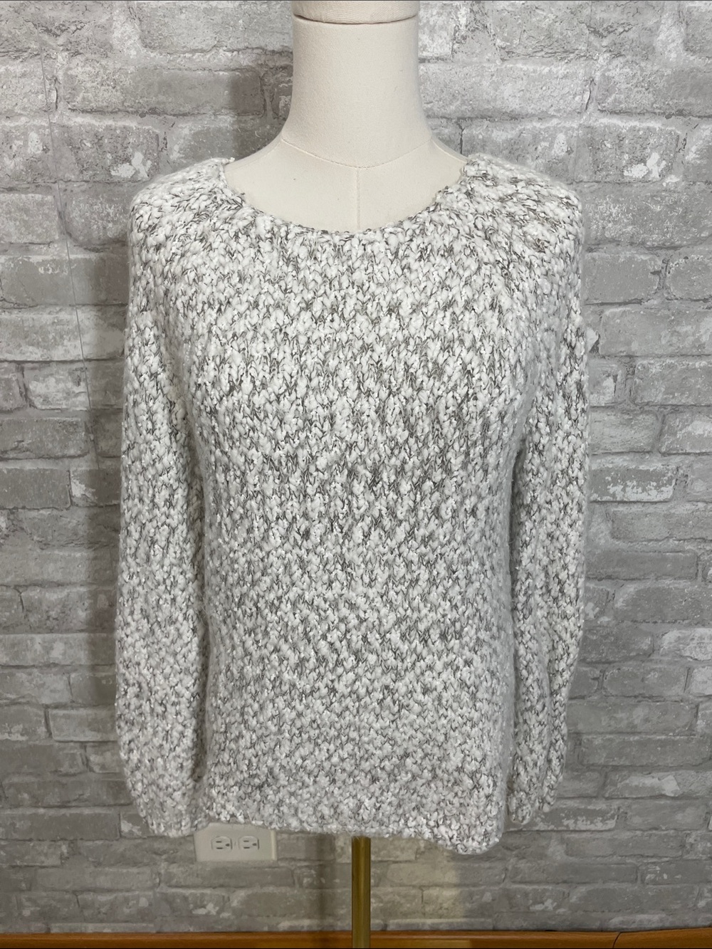 Buffalo David Bitton Marled Crewneck Sweater in White and Gray